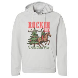 Christmas Horse Cowgirl Performance Fleece Hoodie