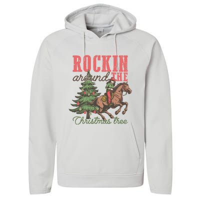 Christmas Horse Cowgirl Performance Fleece Hoodie