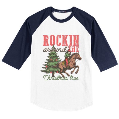 Christmas Horse Cowgirl Baseball Sleeve Shirt