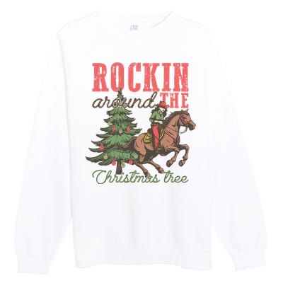 Christmas Horse Cowgirl Premium Crewneck Sweatshirt