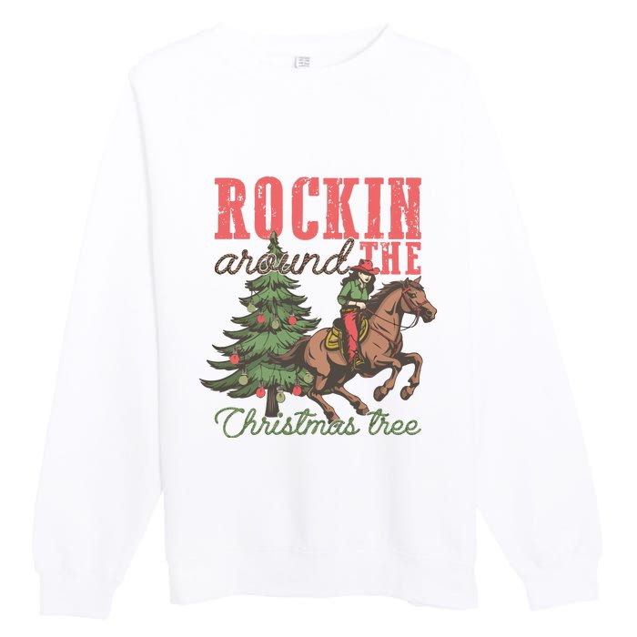 Christmas Horse Cowgirl Premium Crewneck Sweatshirt