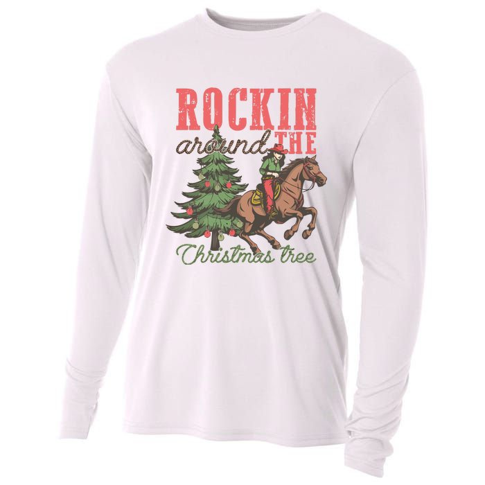 Christmas Horse Cowgirl Cooling Performance Long Sleeve Crew