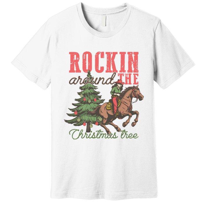 Christmas Horse Cowgirl Premium T-Shirt