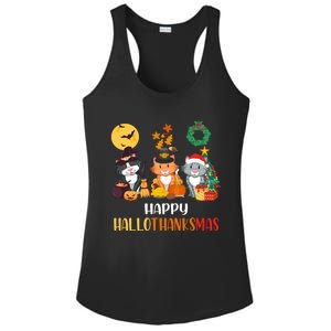 Cat Halloween Christmas Happy Hallothanksmas Thanksgiving Gift Ladies PosiCharge Competitor Racerback Tank