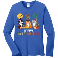 Cat Halloween Christmas Happy Hallothanksmas Thanksgiving Gift Ladies Long Sleeve Shirt