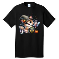 Cute Halloween Cat Fairy And Ghost Playful Witch Design Tall T-Shirt