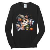 Cute Halloween Cat Fairy And Ghost Playful Witch Design Tall Long Sleeve T-Shirt