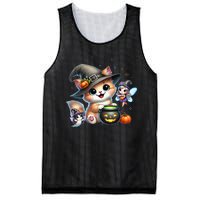 Cute Halloween Cat Fairy And Ghost Playful Witch Design Mesh Reversible Basketball Jersey Tank