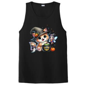 Cute Halloween Cat Fairy And Ghost Playful Witch Design PosiCharge Competitor Tank