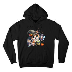 Cute Halloween Cat Fairy And Ghost Playful Witch Design Tall Hoodie