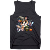 Cute Halloween Cat Fairy And Ghost Playful Witch Design Tank Top