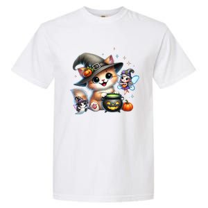 Cute Halloween Cat Fairy And Ghost Playful Witch Design Garment-Dyed Heavyweight T-Shirt