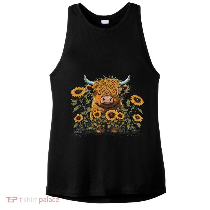 Cute Highland Cattle Cow Funny Highland Cow Ladies PosiCharge Tri-Blend Wicking Tank