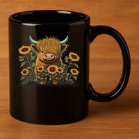 Cute Highland Cattle Cow Funny Highland Cow 11oz C Handle Ceramic Mug