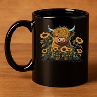 Cute Highland Cattle Cow Funny Highland Cow 11oz C Handle Ceramic Mug
