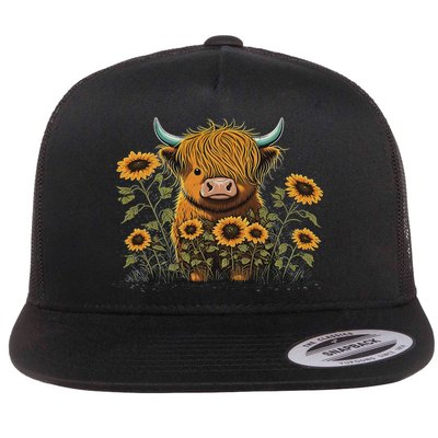 Cute Highland Cattle Cow Funny Highland Cow Flatbill Hat