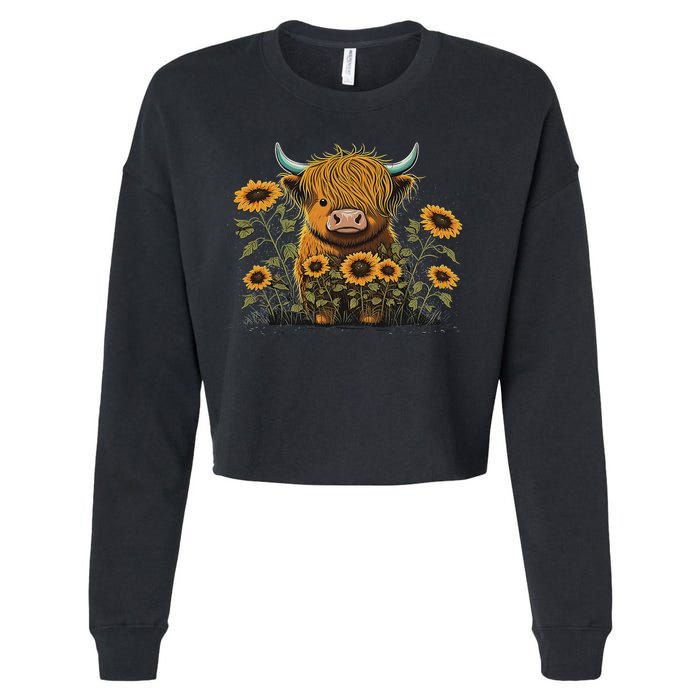 Cute Highland Cattle Cow Funny Highland Cow Cropped Pullover Crew