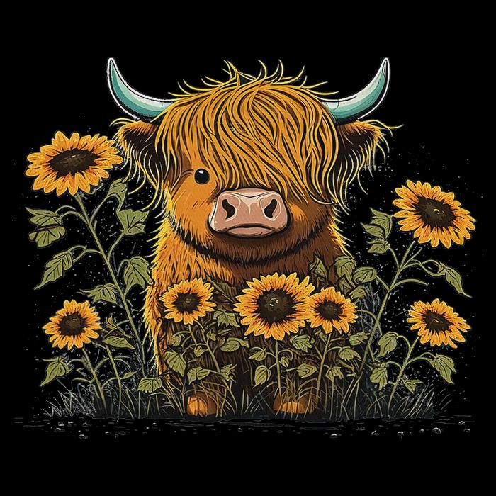 Cute Highland Cattle Cow Funny Highland Cow Cropped Pullover Crew
