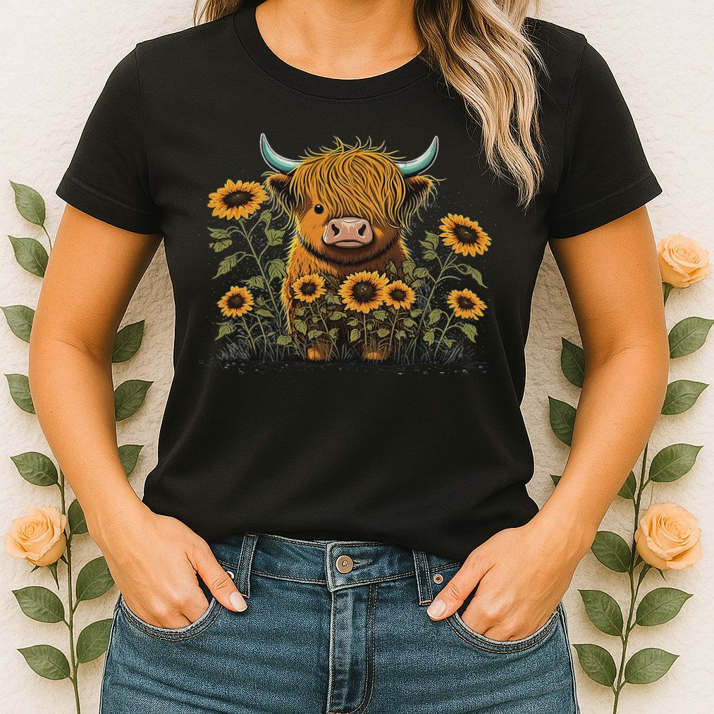 Cute Highland Cattle Cow Funny Highland Cow Womens T-Shirt