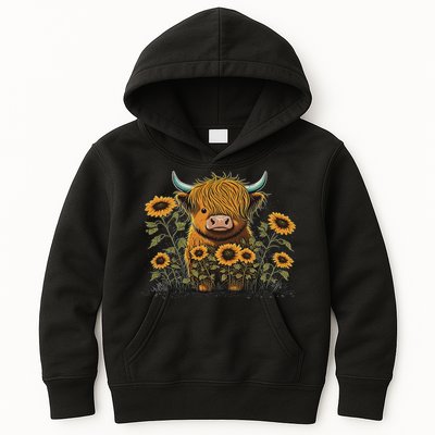 Cute Highland Cattle Cow Funny Highland Cow Kids Hoodie