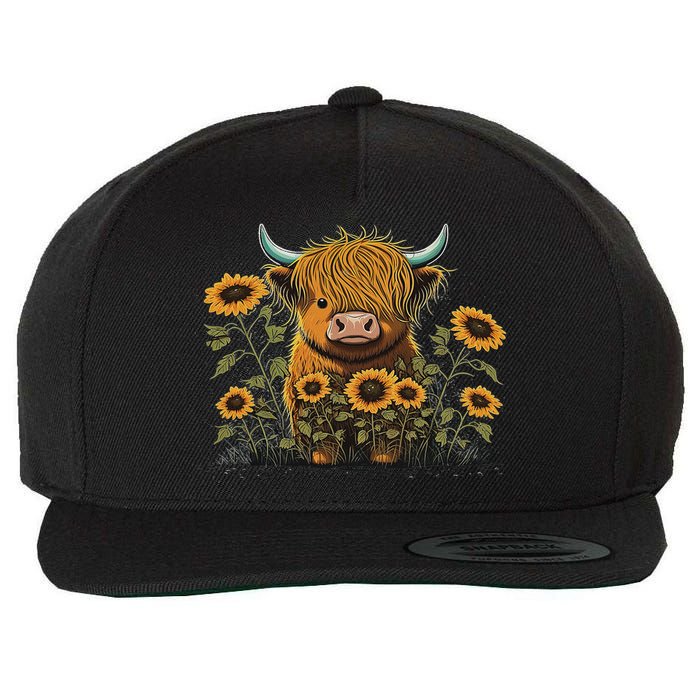 Cute Highland Cattle Cow Funny Highland Cow Wool Snapback Cap