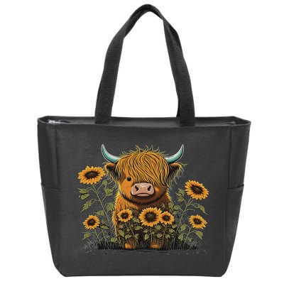 Cute Highland Cattle Cow Funny Highland Cow Zip Tote Bag