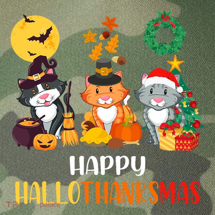 Cat Halloween Christmas Happy Hallothanksmas Thanksgiving Legacy Tie Dye Trucker Hat