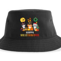 Cat Halloween Christmas Happy Hallothanksmas Thanksgiving Sustainable Bucket Hat