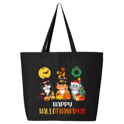 Cat Halloween Christmas Happy Hallothanksmas Thanksgiving 25L Jumbo Tote