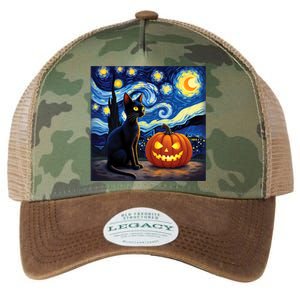 Cat Halloween Cat Lovers Starry Night Cat Van Gogh Legacy Tie Dye Trucker Hat