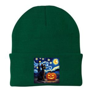 Cat Halloween Cat Lovers Starry Night Cat Van Gogh Knit Cap Winter Beanie