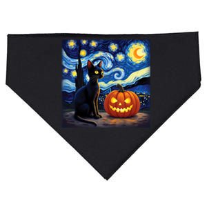 Cat Halloween Cat Lovers Starry Night Cat Van Gogh USA-Made Doggie Bandana