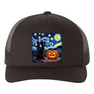 Cat Halloween Cat Lovers Starry Night Cat Van Gogh Yupoong Adult 5-Panel Trucker Hat