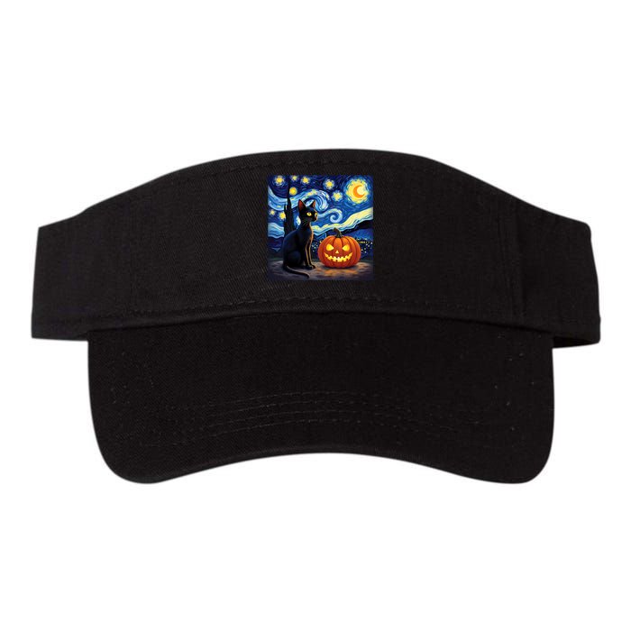 Cat Halloween Cat Lovers Starry Night Cat Van Gogh Valucap Bio-Washed Visor