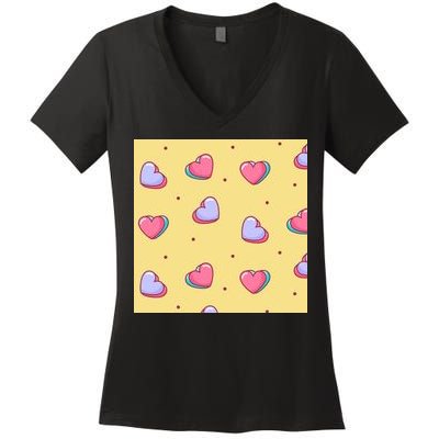 Candy Hearts Cute Valentine's Day Women's V-Neck T-Shirt