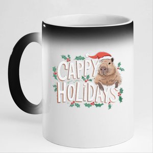 Cappy Holidays Capybara Christmas 11oz Black Color Changing Mug