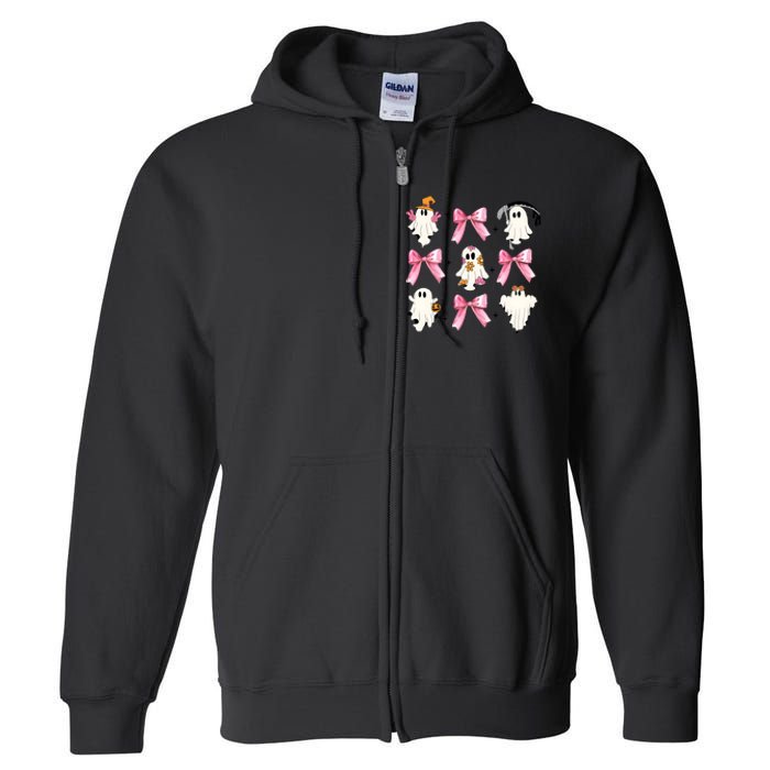 Coquette Halloween Cute Ghost Full Zip Hoodie