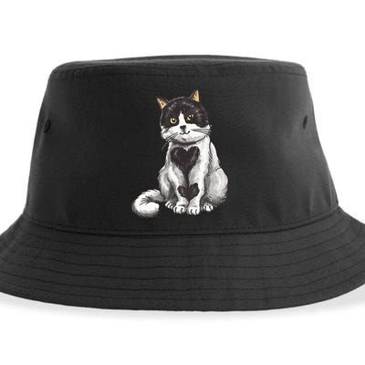 Cat Heart Cute Sustainable Bucket Hat