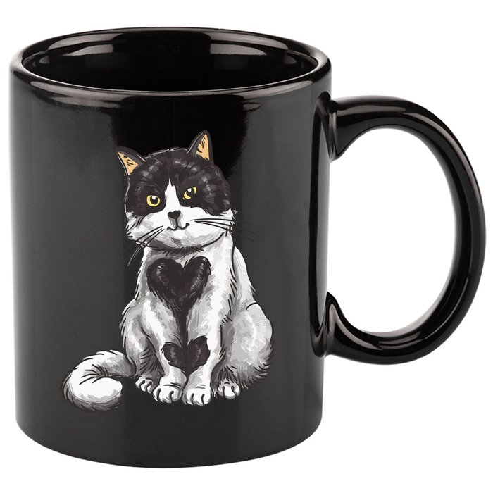 Cat Heart Cute 11oz C Handle Ceramic Mug