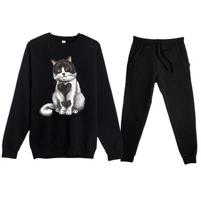 Cat Heart Cute Premium Crewneck Sweatsuit Set