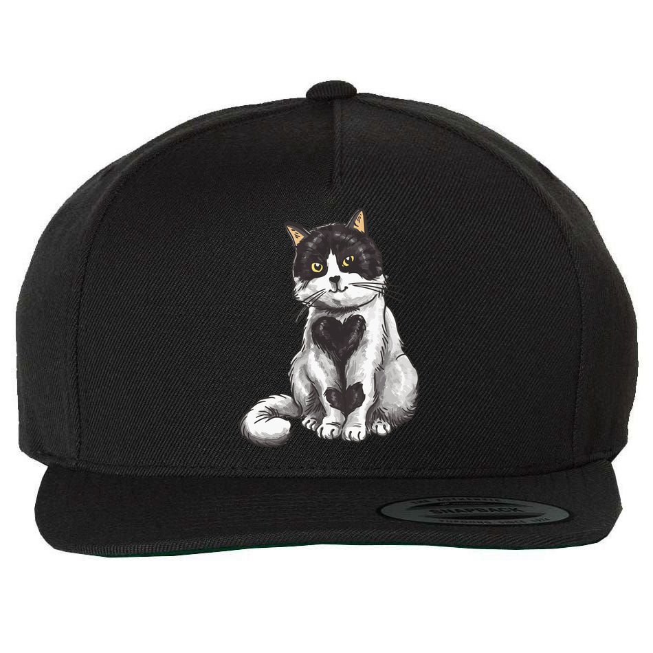 Cat Heart Cute Wool Snapback Cap