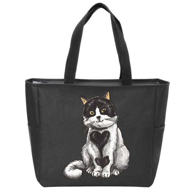 Cat Heart Cute Zip Tote Bag