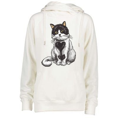 Cat Heart Cute Womens Funnel Neck Pullover Hood