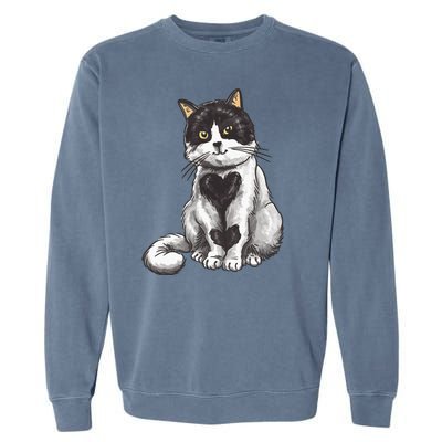 Cat Heart Cute Garment-Dyed Sweatshirt