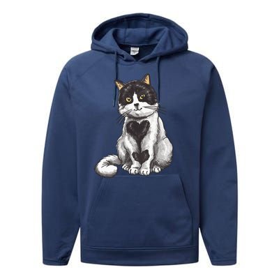 Cat Heart Cute Performance Fleece Hoodie