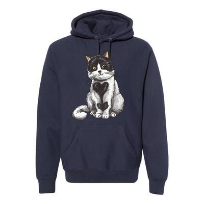 Cat Heart Cute Premium Hoodie