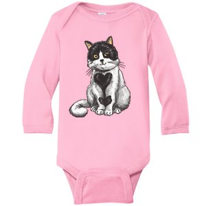 Cat Heart Cute Baby Long Sleeve Bodysuit