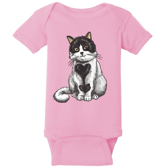 Cat Heart Cute Baby Bodysuit