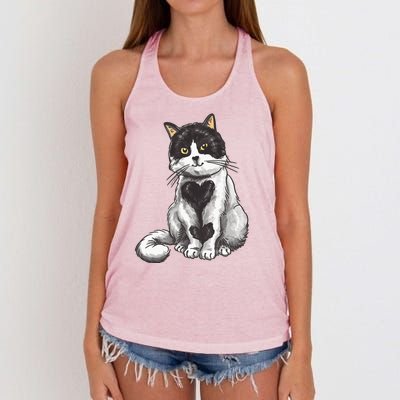 Cat Heart Cute Women's Knotted Racerback Tank