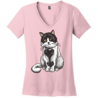 Cat Heart Cute Women's V-Neck T-Shirt